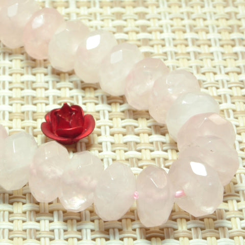 Natural Rose quartz pink gemstone faceted rondelle loose beads jewelry wholesale bracelet design 15''