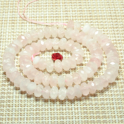 Natural Rose quartz pink gemstone faceted rondelle loose beads jewelry wholesale bracelet design 15''