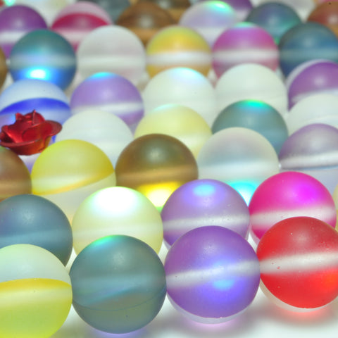 YesBeads Mystic Aura Quartz Crystal matte round loose beads wholesale jewelry 15"