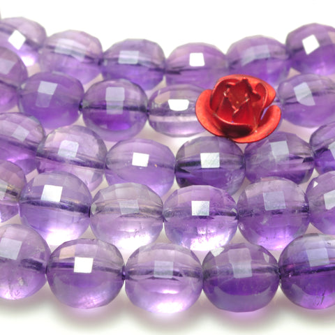 YesBeads Natural Amethyst gemstone micro faceted coin loose beads wholesale jewelry making 15'full strand