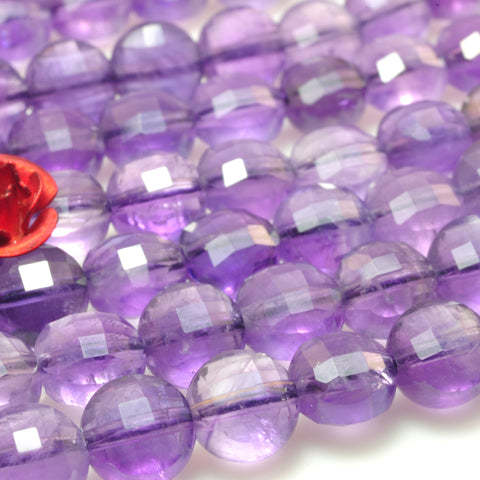 YesBeads Natural Amethyst gemstone micro faceted coin loose beads wholesale jewelry making 15'full strand