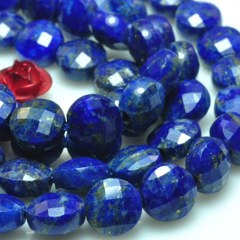 YesBeads Natural Lapis Lazuli A grade micro faceted coin loose beads wholesale gemstone jewelry making 15"full strand