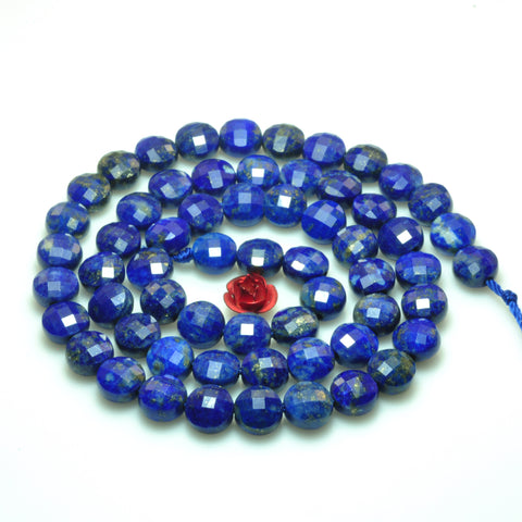 YesBeads Natural Lapis Lazuli A grade micro faceted coin loose beads wholesale gemstone jewelry making 15"full strand