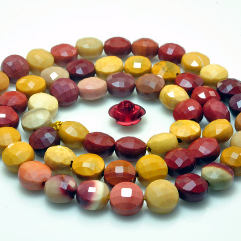 YesBeads Natural Mookaite gemstone micro faceted coin loose beads wholesale jewelry making 6mm
