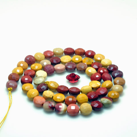 YesBeads Natural Mookaite gemstone micro faceted coin loose beads wholesale jewelry making 6mm