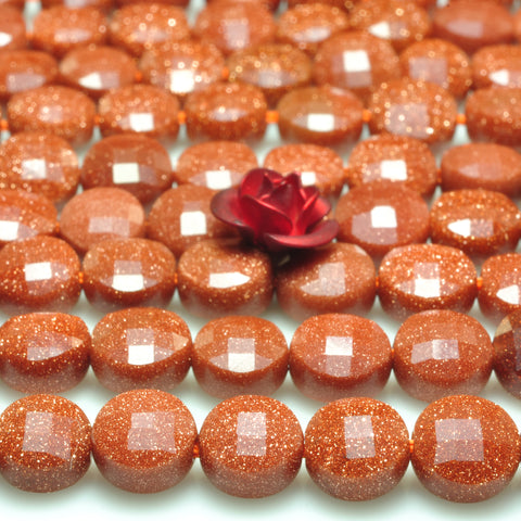 YesBeads Gold Sandstone micro faceted coin loose beads wholesale gemstone jewelry making 6mm