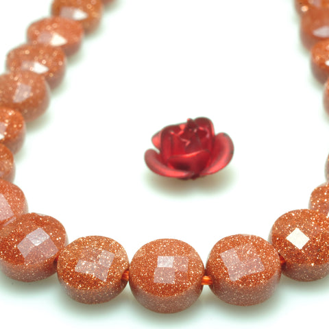YesBeads Gold Sandstone micro faceted coin loose beads wholesale gemstone jewelry making 6mm