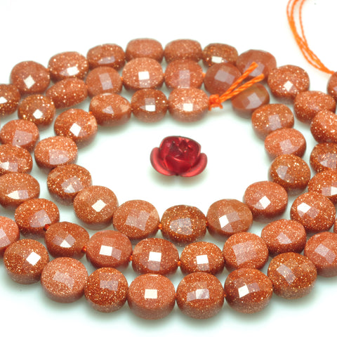 YesBeads Gold Sandstone micro faceted coin loose beads wholesale gemstone jewelry making 6mm