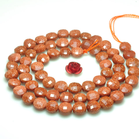 YesBeads Gold Sandstone micro faceted coin loose beads wholesale gemstone jewelry making 6mm