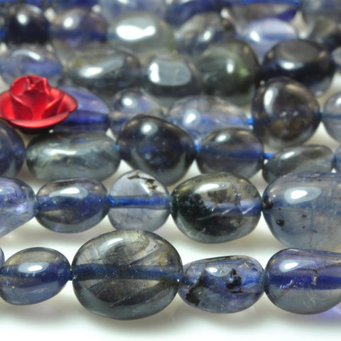 YesBeads natural blue Iolite smooth pebble chip beads gemstone 5-8 mm 15"