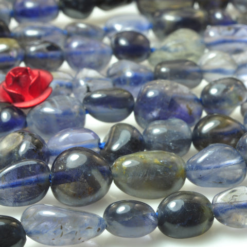 YesBeads natural blue Iolite smooth pebble chip beads gemstone 5-8 mm 15"