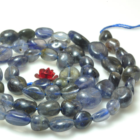 YesBeads natural blue Iolite smooth pebble chip beads gemstone 5-8 mm 15"