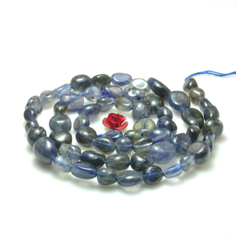 YesBeads natural blue Iolite smooth pebble chip beads gemstone 5-8 mm 15"