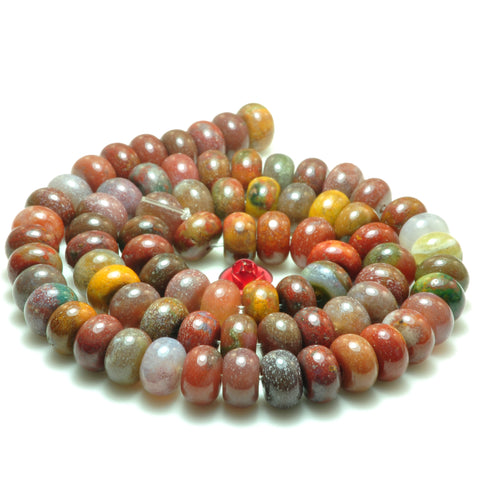 YesBeads natural Indian Agate brown red smooth rondelle beads gemstone 5x8mm 15"