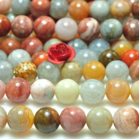 YesBeads natural rainbow mix Opal smooth round loose beads wholesale gemstone jewelry 6mm 15"