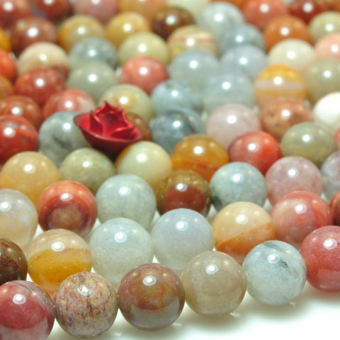 YesBeads natural rainbow mix Opal smooth round loose beads wholesale gemstone jewelry 6mm 15"