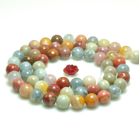 YesBeads natural rainbow mix Opal smooth round loose beads wholesale gemstone jewelry 6mm 15"
