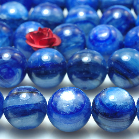 YesBeads Natural Blue kyanite gemstone AA grade smooth round loose beads wholesale jewelry making 8mm
