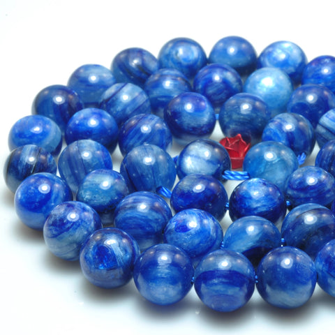 YesBeads Natural Blue kyanite gemstone AA grade smooth round loose beads wholesale jewelry making 8mm