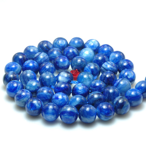 YesBeads Natural Blue kyanite gemstone AA grade smooth round loose beads wholesale jewelry making 8mm