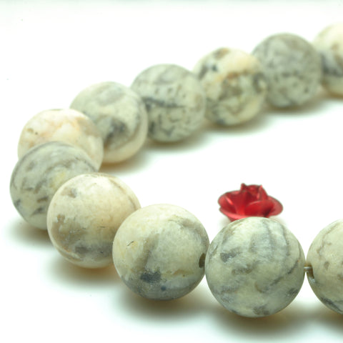 YesBeads Natural Feldspar gemstone matte round beads wholesale jewelry 15"