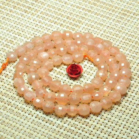 YesBeads natural orange Sunstone micro faceted coin loose beads wholesale gemstone jewelry making 15"full strand