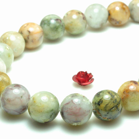 YesBeads natural Chinese Jade smooth round loose beads wholesale gemstone jewelry 15"