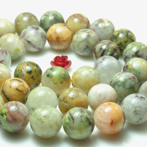YesBeads natural Chinese Jade smooth round loose beads wholesale gemstone jewelry 15"