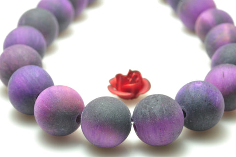 YesBeads Purple tiger eye gemstone matte round loose beads wholesale jewelry making 15"