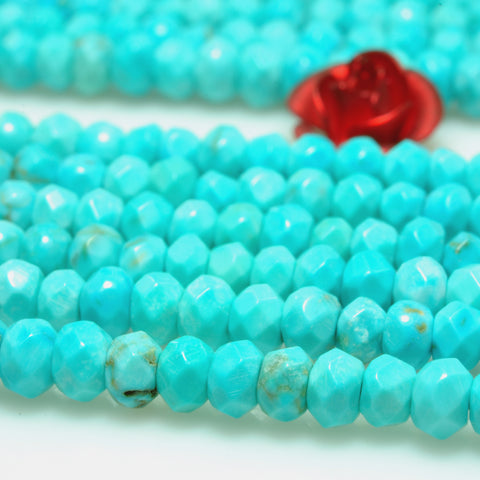 Blue Turquoise faceted rondelle loose beads wholesale gemstone jewelry making bracelet necklace diy