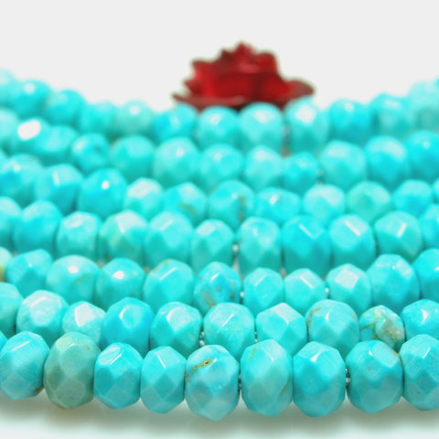 Blue Turquoise faceted rondelle loose beads wholesale gemstone jewelry making bracelet necklace diy