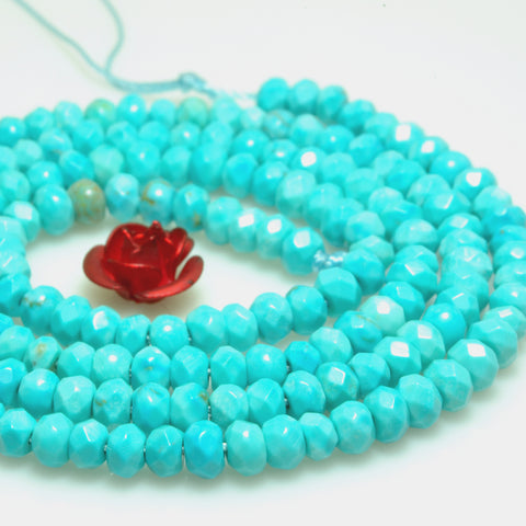 Blue Turquoise faceted rondelle loose beads wholesale gemstone jewelry making bracelet necklace diy