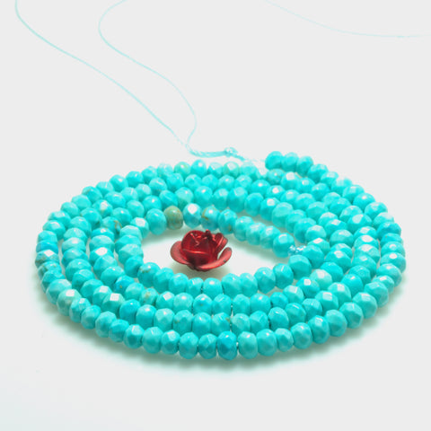 Blue Turquoise faceted rondelle loose beads wholesale gemstone jewelry making bracelet necklace diy