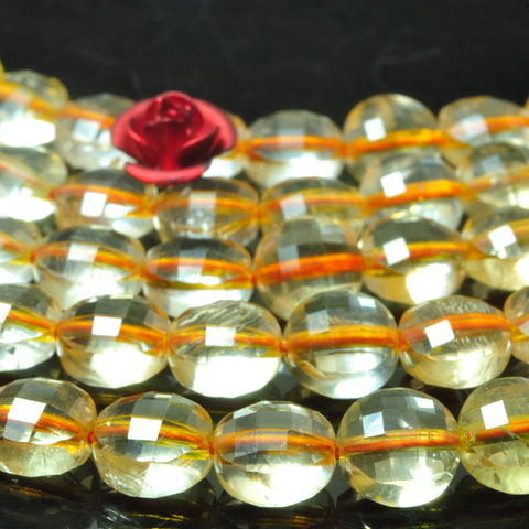Natural Citrine micro faceted coin loose beads yellow crystal wholesale gemstone jewelry making bracelet necklace diy