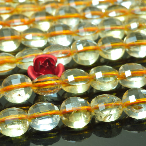 Natural Citrine micro faceted coin loose beads yellow crystal wholesale gemstone jewelry making bracelet necklace diy