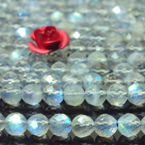 Natural Labradorite gemstone faceted round loose beads wholesale gemstone jewelry making bracelet design 15"