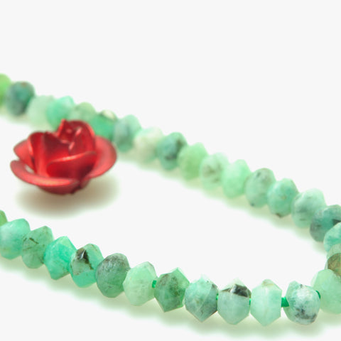 YesBeads Natural Green Emerald gemstone micro faceted disc rondelle loose beads wholesale jewelry making 2x3mm 15"