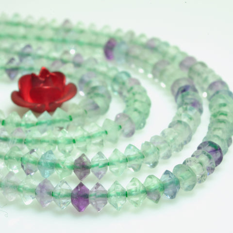 YesBeads natural green Fluorite faceted disc rondelle beads gemstone 2x3mm 15"
