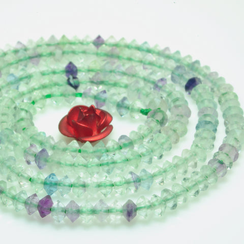 YesBeads natural green Fluorite faceted disc rondelle beads gemstone 2x3mm 15"