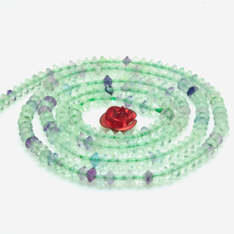 YesBeads natural green Fluorite faceted disc rondelle beads gemstone 2x3mm 15"