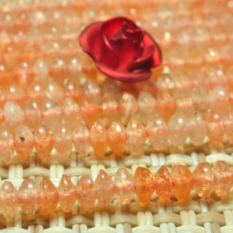 YesBeads natural orange Sunstone faceted disc rondelle beads gemstone 2x3mm 15"