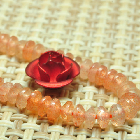 YesBeads natural orange Sunstone faceted disc rondelle beads gemstone 2x3mm 15"