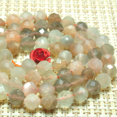 YesBeads Natural Rainbow Moonstone faceted round beads gemstone wholesale 15"