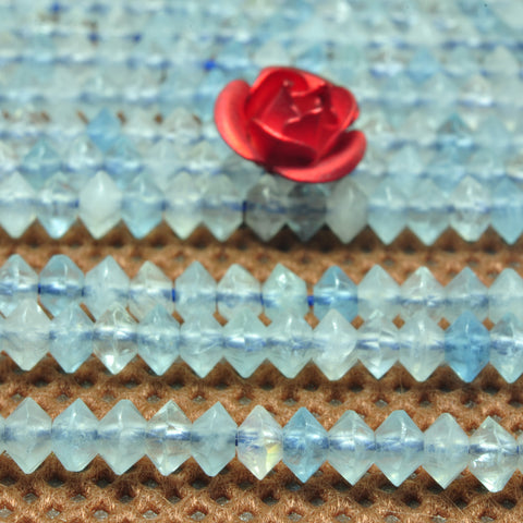 YesBeads natural Aquamarine A grade faceted disc rondelle beads gemstone 2x3mm 15"
