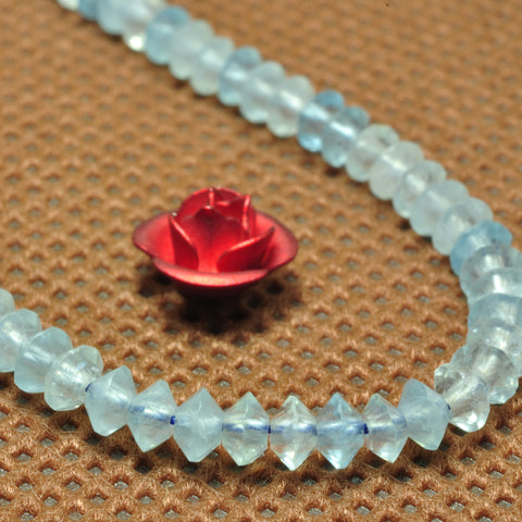 YesBeads natural Aquamarine A grade faceted disc rondelle beads gemstone 2x3mm 15"