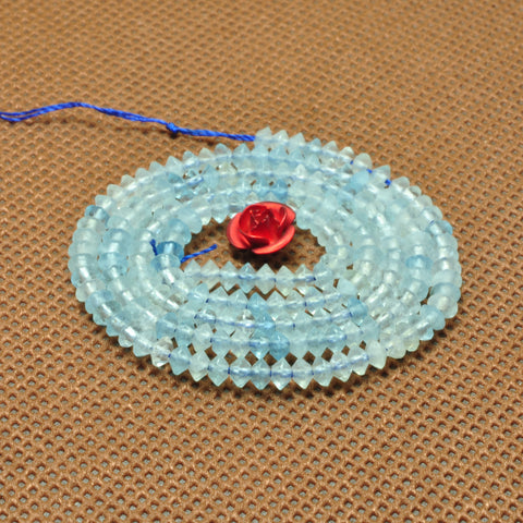 YesBeads natural Aquamarine A grade faceted disc rondelle beads gemstone 2x3mm 15"
