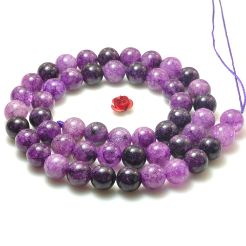 YesBeads Purple Rutilated Quartz smooth round beads gemstone 8-12mm 15"