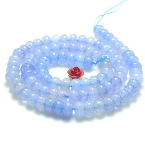 YesBeads Blue Jade smooth rondelle beads gemstone wholesale jewelry 15"