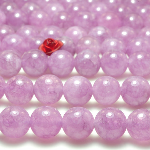 YesBeads Malaysia Jade smooth round loose beads lavender purple gemstone wholesale 8mm 15"