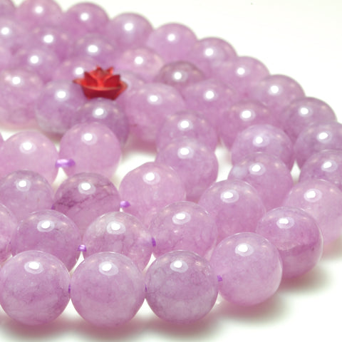 YesBeads Malaysia Jade smooth round loose beads lavender purple gemstone wholesale 8mm 15"